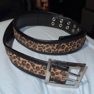 Leopard Print Belt with Silver Buckle!!